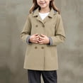 thumbnail image 2 of Tfken Girls Coat Fall Winter Lightweight Button Coats Casual Loose Warm Kids Classic Clothes Outerwear Size 2-3 Years Beige, 2 of 5