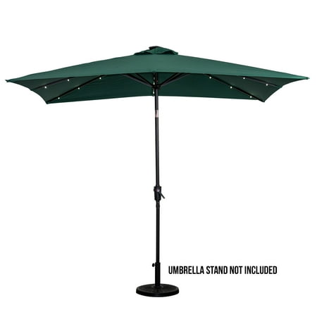 Sun Ray - 9'x7' Rectangular Solar Lighted Umbrella - Teal