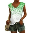thumbnail image 2 of HAPIMO Savings Shirts for Women V-Neck Tee Shirt Solid Color Casual Comfy Pullover Tops Teen Grils Fashion Clothes Soft Cap Sleeve Womens Summer Tops Green XXL, 2 of 5