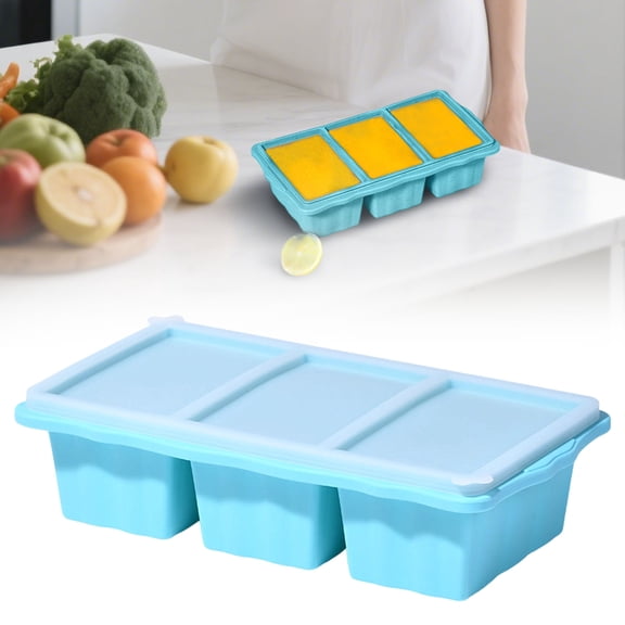 silicone freezer molds for soup,Silicone Ice Cube Tray with Lid,soup molds freezer silicone,for Freeze & Store Soup, Sauce, Broth,Leftovers - Makes 4 Perfect 1 Cup(Green)