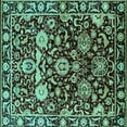 thumbnail image 1 of Ahgly Company Indoor Square Oriental Turquoise Blue Industrial Area Rugs, 7' Square, 1 of 4