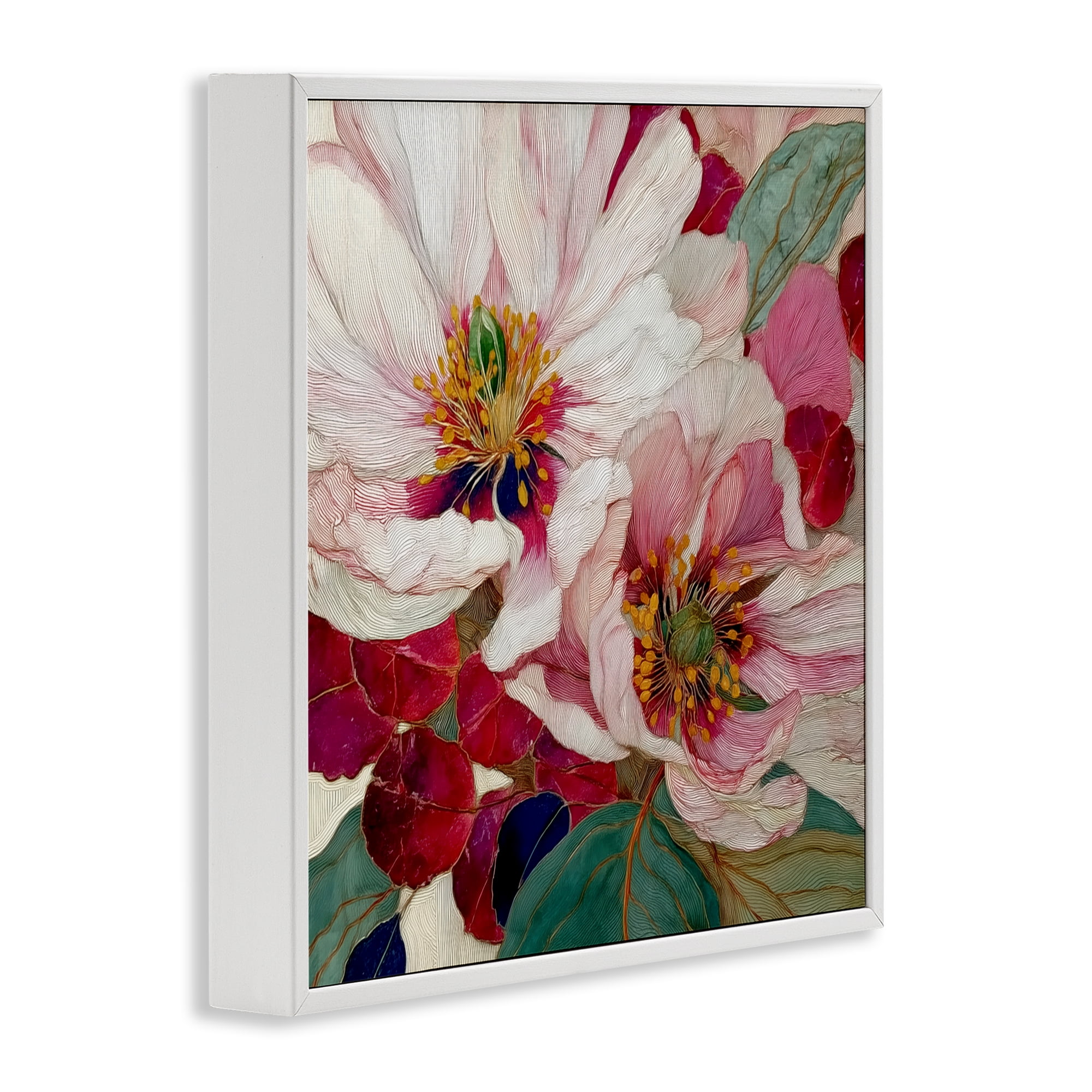 Cimarron Flowers Ornate Details White Framed Giclee Art, design by Annabelle Hall