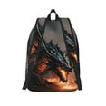 thumbnail image 3 of Fuzoiu Fiery Black Dragon Attack Print Canvas Backpack,Lightweight Travel Daypack,School Backpack Purse for Women Men, Casual Aesthetic Backpack, 3 of 5