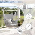 thumbnail image 5 of Large Hammock Chair Swing, Relax Hanging Rope Swing Chair with Detachable Metal Support Bar & Two Seat Cushions, Cotton Hammock Chair Swing Seat for Yard Bedroom Patio Porch Indoor Outdoor, 5 of 7
