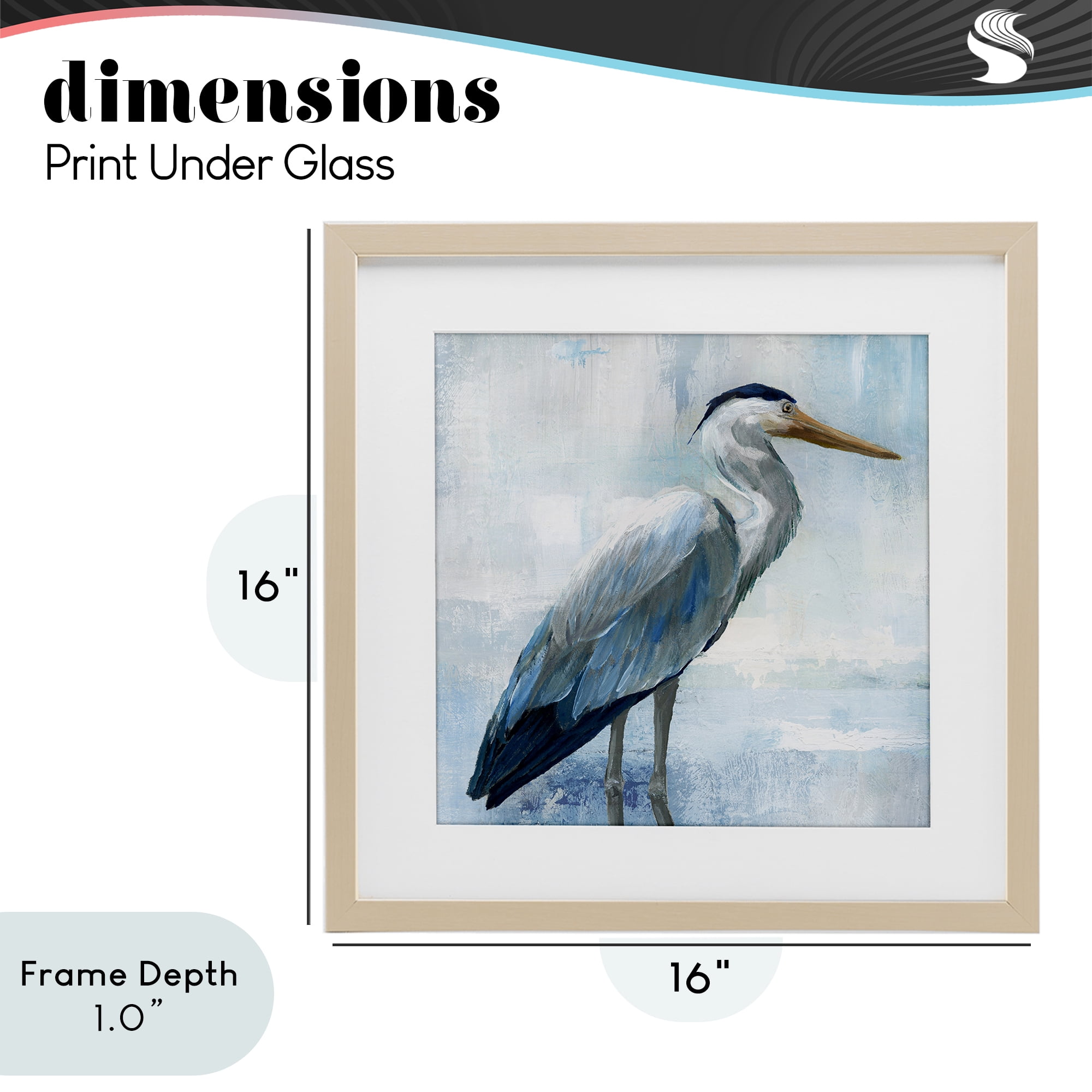 Stupell Industries Serene Blue Heron In Aqua Birch Framed Print Under Glass, design by Nan