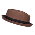 thumbnail image 5 of Big Size Solid Upbrim Pork Pie Fedora - Brown 2XL-3XL, 5 of 5