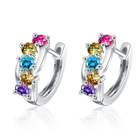 Lightweight Big Hoop Earrings for Women Colorful Zircon Earring For Women Fashion Earrings Sparkling 14K Gold Plated Flat Back Cartilage Earrings for Women Men Warehouse Clearance