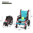 thumbnail image 5 of Magshion *FDA APPROVED* Lightweight Transport Wheelchair 250lbs Weight Capacity, Folding Transport Wheelchair with Seat Belt & Hand Brake for Travel & Storage, Red, 5 of 15