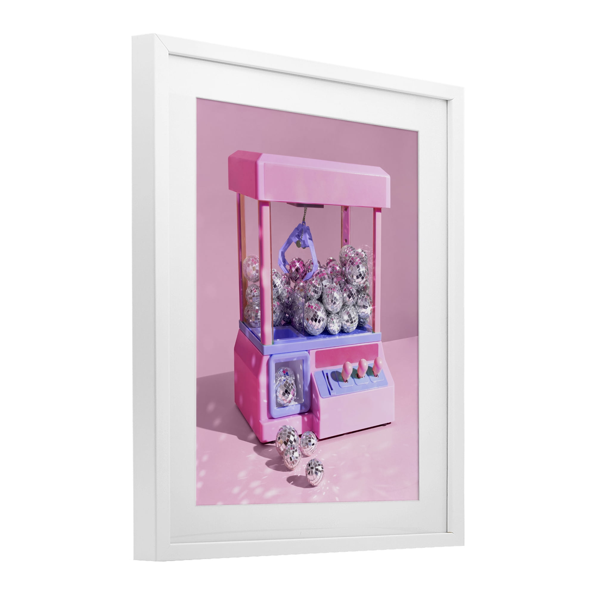 Stupell Industries Disco Ball Claw Machine White Framed Print Under Glass, design by LISH Creative