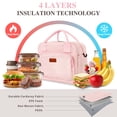 thumbnail image 2 of Gynky Insulated Lunch Bag Women Men Large Reusable Cute Lunch Bags Leakproof Portable Cooler Tote Bags for Work Picnic, Pink, 2 of 8