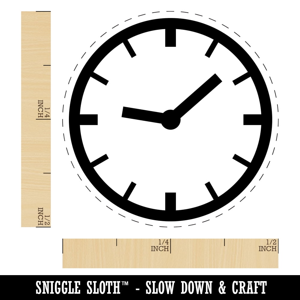 Wall Clock Time Self-Inking Rubber Stamp Ink Stamper - Blue Ink - Mini 1/2 Inch