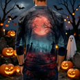 thumbnail image 4 of Domuza Mens Halloween Henley Shirts Funny Novelty Print Casual Long Sleeve Button Up Basic T-Shirts Comfy Soft Regular Fit Tops M, 4 of 4