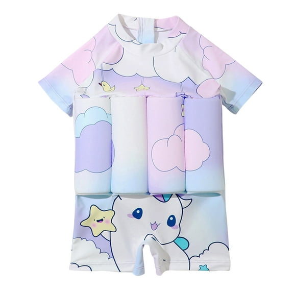 URMAGIC 2-6Y Kid Girl Boy Short Sleeve One Piece Swimsuit Float Suit Rashguard Buoyancy Bathing Suit/Unicorn