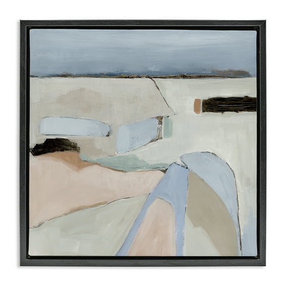 Stupell Industries Organic Neutral Landscape Abstract Painting Black Floater Framed Canvas Art Print Wall Art, 18 x 18