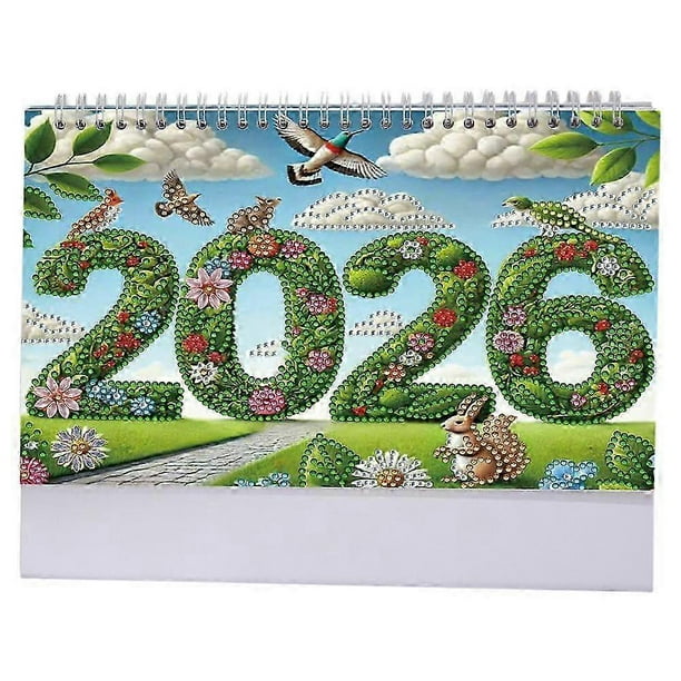 DIY Diamond Art Painting 2026 Desk Calendar, Monthly Planner From Jan to Dec