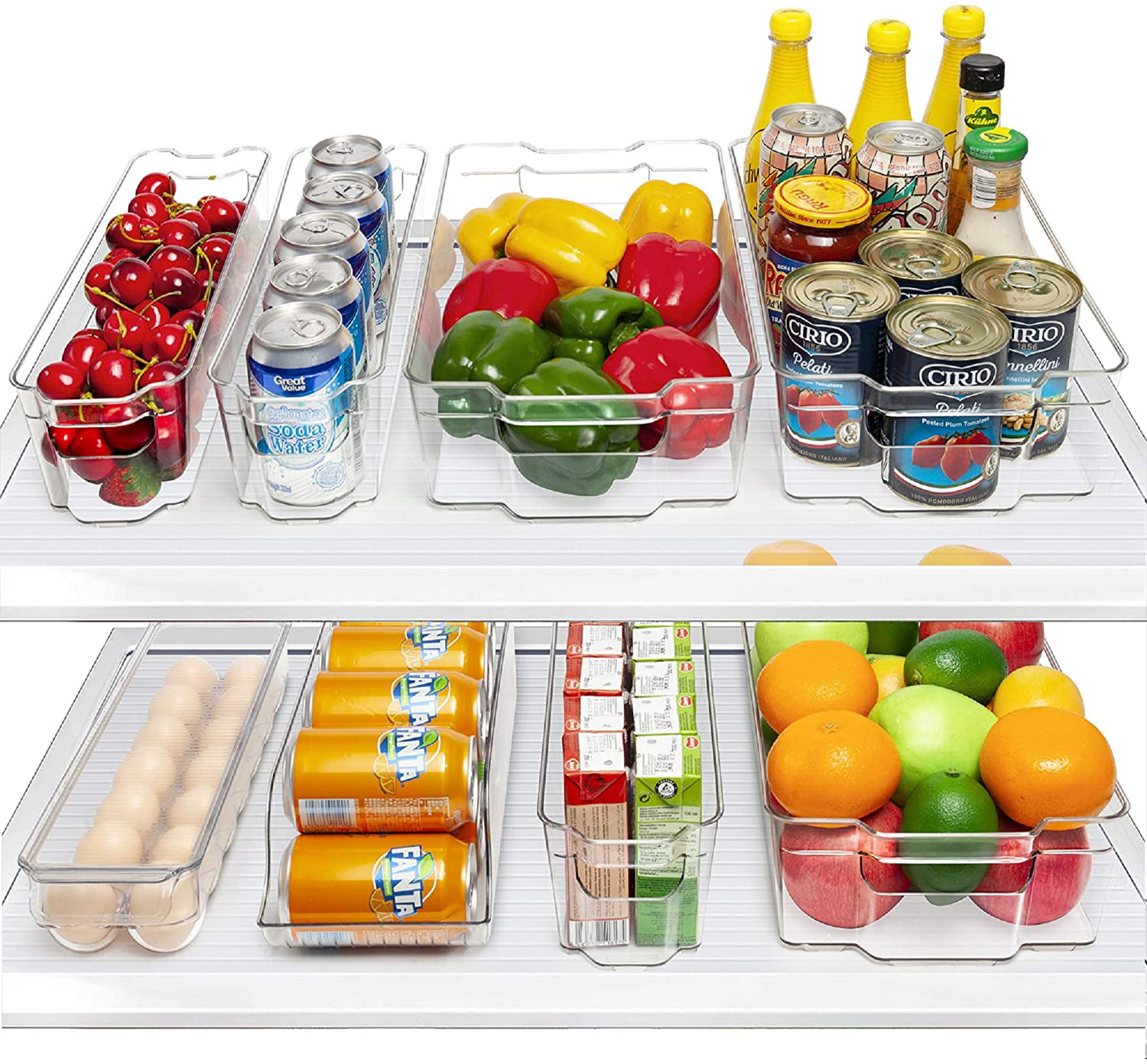 Clear Plastic Fridge Tray Storage Organiser Jars Refrigerator Cans Fruit Veg Kitchen Storage