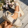 thumbnail image 5 of Dakaela Women's Wedge Sandals Open Toe Ankle Strap Casual Espadrilles Flatform Dressy Summer Shoes, 5 of 8