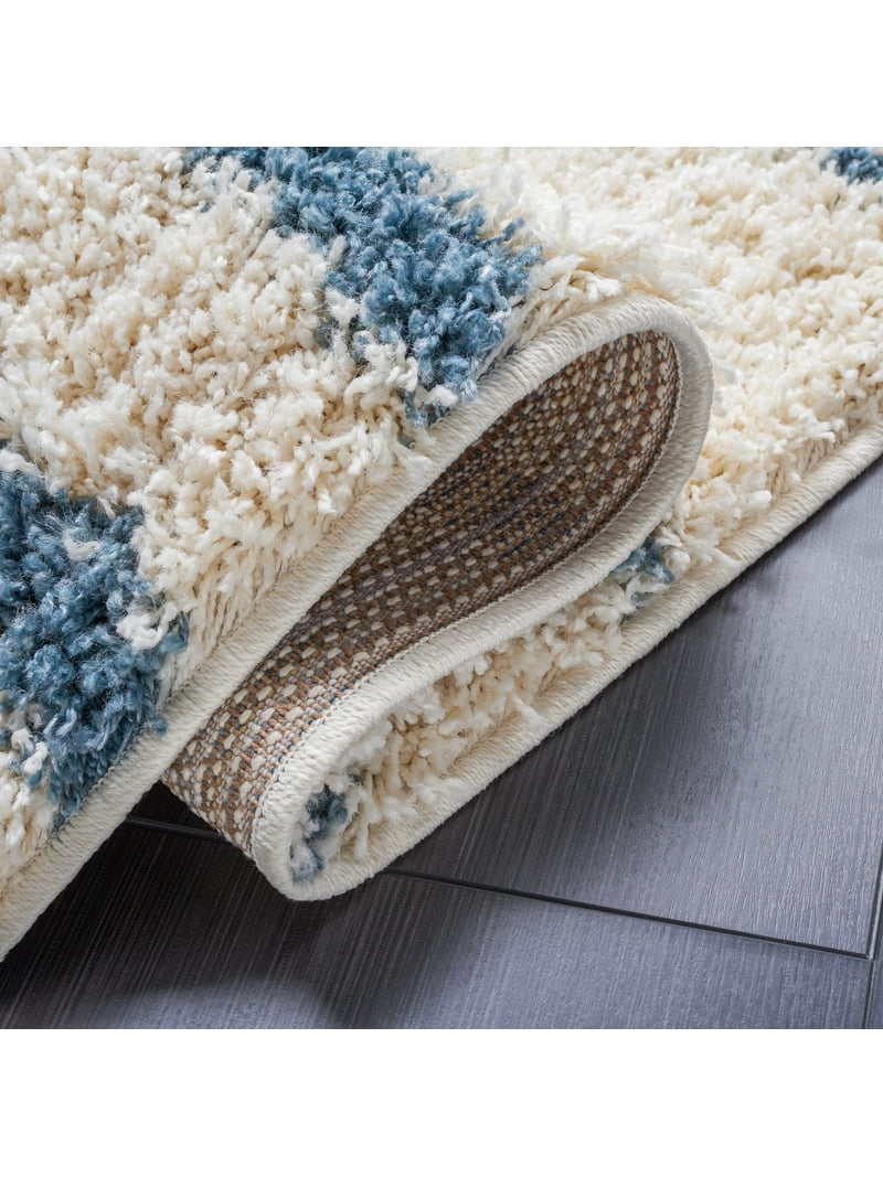 SAFAVIEH Venus Sophie Striped Shag Area Rug, Turquoise/Ivory, 8' x