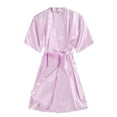 thumbnail image 4 of Rigardu Cardigans for Women Trendy Women's Lightweight Cardigans Nightgown Solid Cardigan Bathrobe Color Nightgown Nightgown Satin Home Women's Women's Sleepwear, 4 of 6