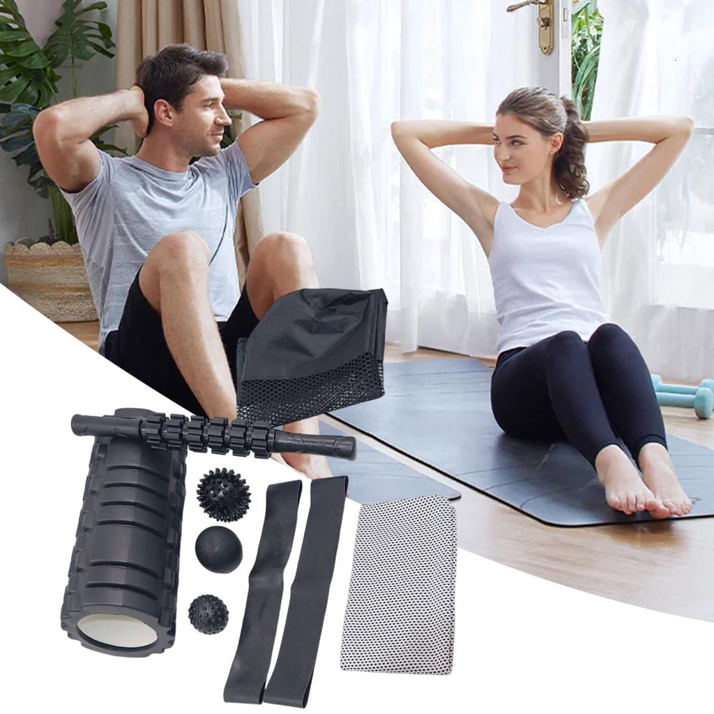 Yihuala Multipurpose Foam Rollers Set With Massage Stick and Therapys Balls Fitness Stretching Drum Texture for Athletes