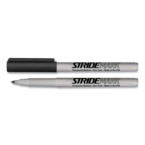 StrideMark Permanent Marker, Fine Bullet Tip, Black, 12/Box StrideMark Permanent Marker, Fine Bullet Tip, Black, 12/Box