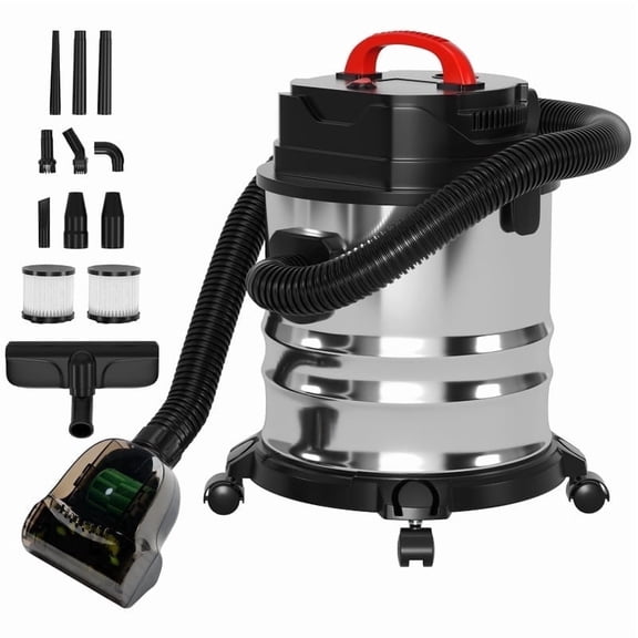 Wet Dry Vacuum Cleaner, 4.75 Gallon 1800W 6 HP Peak Stainless Steel Shop Vacuum Wet and Dry, with Filter and Attachments for House Garage Workshop Car