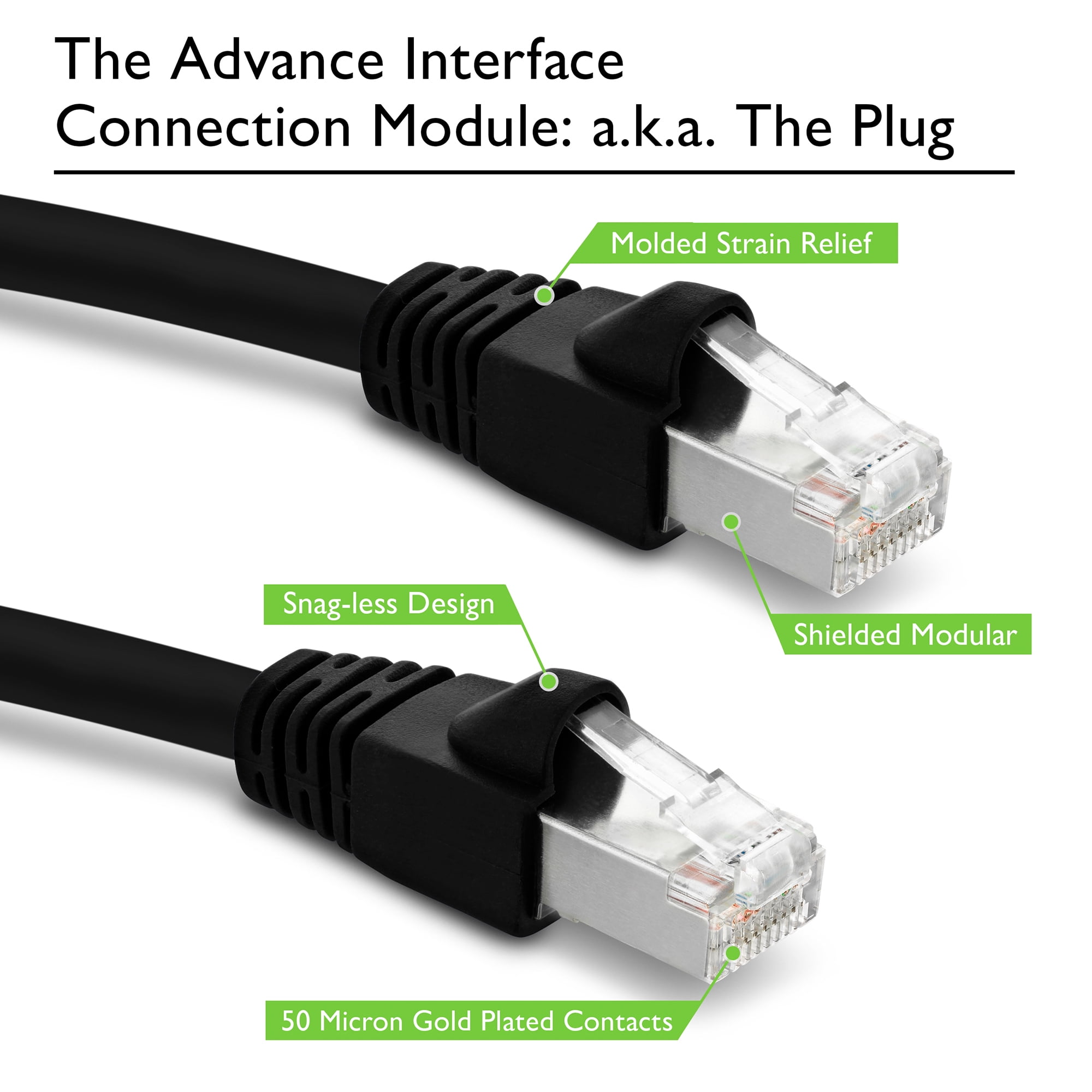 GearIT 23AWG Pure Copper Cat6 Outdoor Ethernet Network Cable, Black 150-ft
