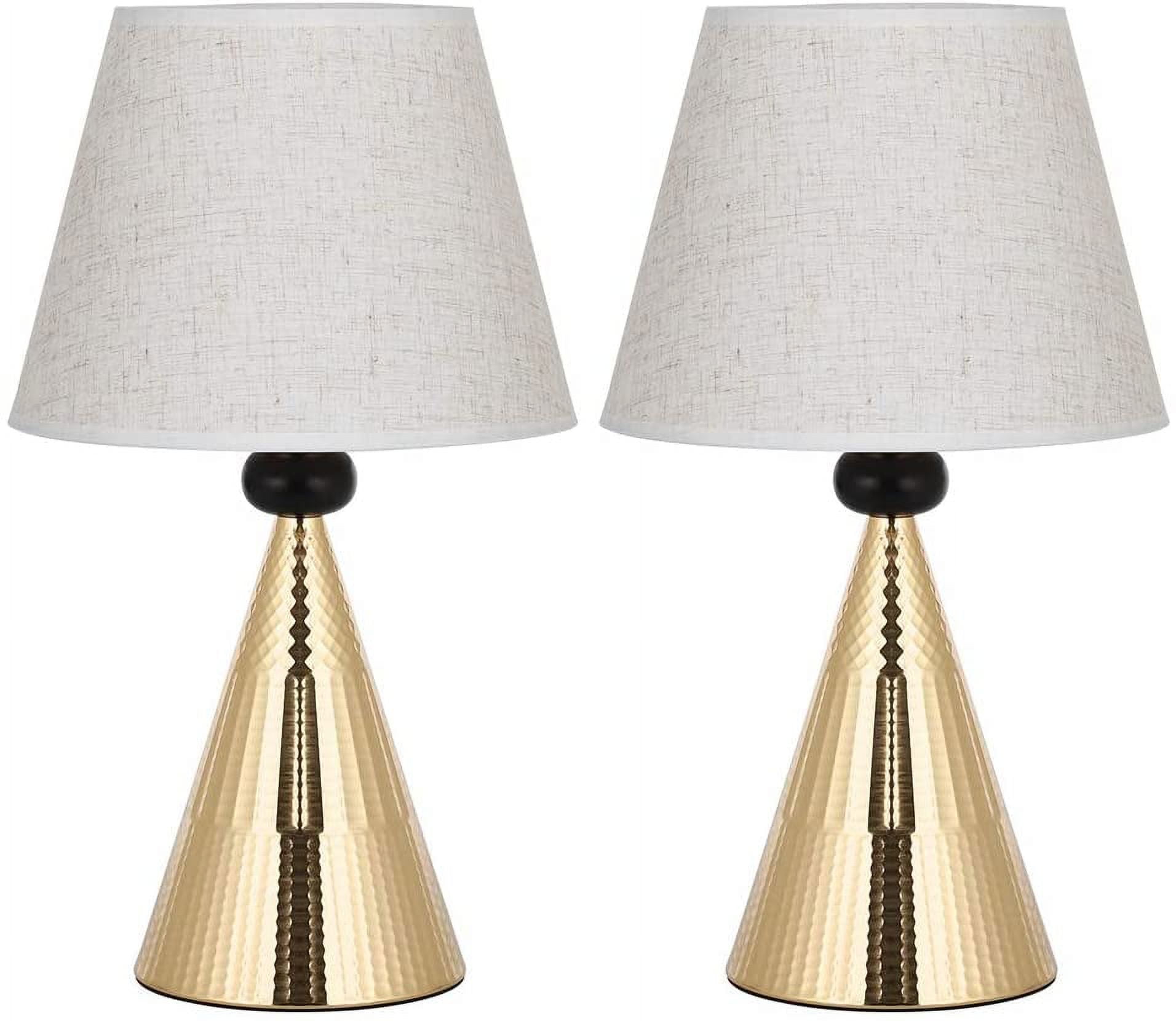 Gold Vintage Table Lamps, Set of 2, Modern Lamps with Metal Frame Fabric Shade