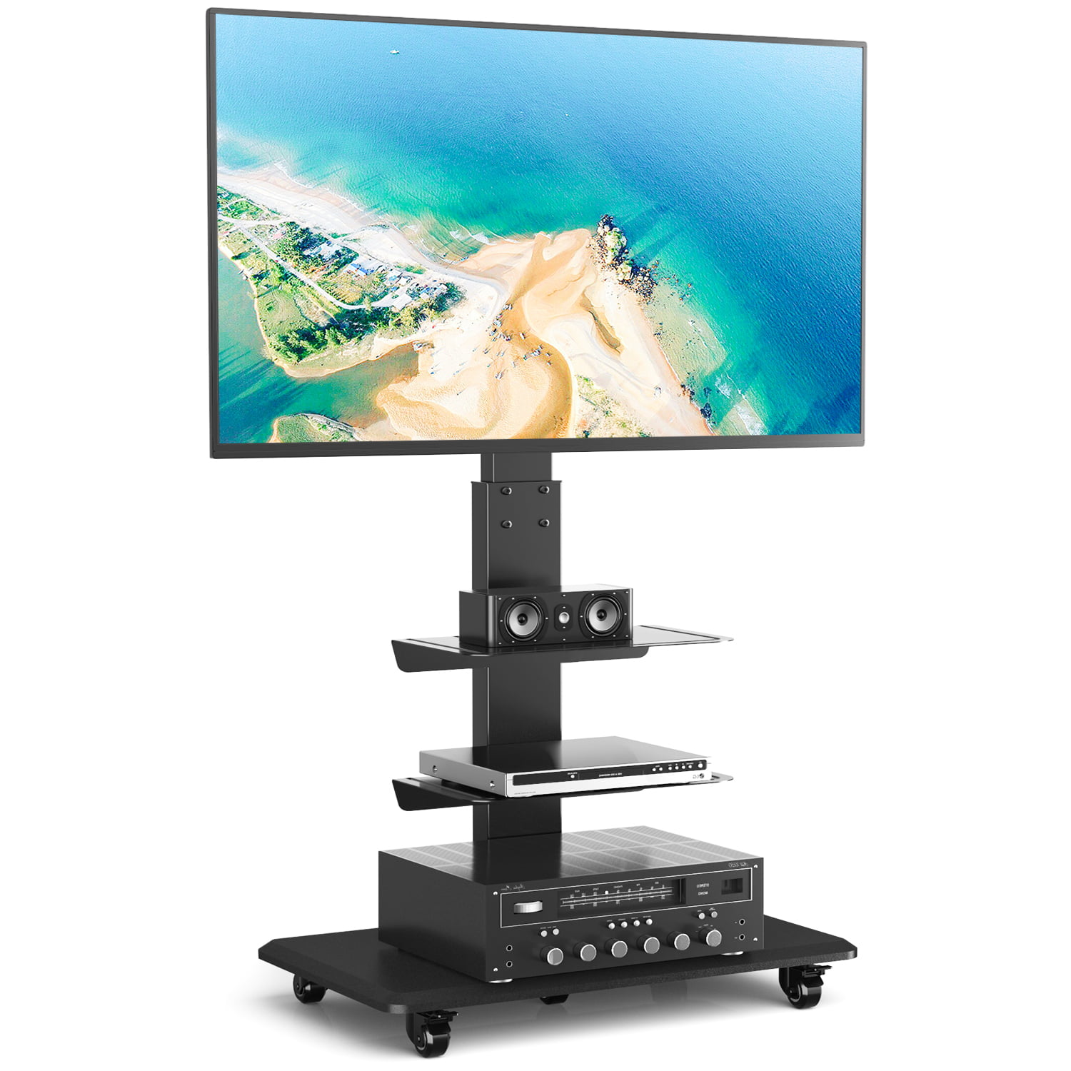 Swivel Floor TV Stand with Mount for 32 37 42 47 50 55 60 65 inch LCD LED Bj 