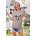thumbnail image 3 of Arach&Cloz Women's V-Neck Short Sleeve Special Rib Knitted Pattern Casual Tops Sweater Spring Summer 2025, 3 of 7