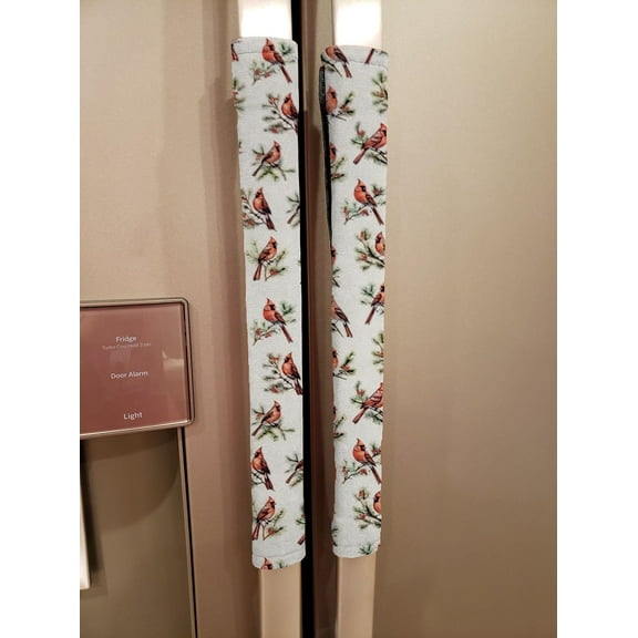Cardinals Birds & Berries Refrigerator Oven Dishwasher Handle Covers by Penny's Needful Things (15 Inch) (Set of 2) (Cream)