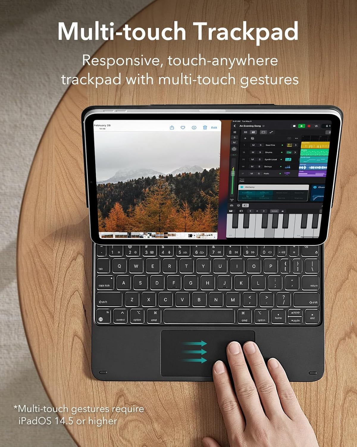 ESR Keyboard Case Compatible with iPad Air 13 Inch Case Keyboard M4/M3/M2 (2026/2025/2024) & iPad Pro 12.9 inch (6th/5th/5th/3rd), Floating Stand with Multi-Touch Trackpad, Black