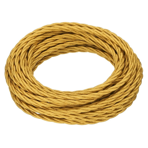 Uxcell 32.8Ft Twisted Cloth Covered Wire, 18/3 Cloth Covered Electrical Wire, Golden