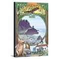 thumbnail image 1 of Crescent City, California Views - Lantern Press Poster (12x18 Gallery Wrapped Stretched Canvas), 1 of 1