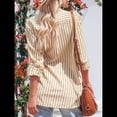 thumbnail image 4 of Camisas A Rayas con Botones para Mujer, Blusas Casuales de Larga con Cuello en V y Bolsillos Amarillo XL, 4 of 7