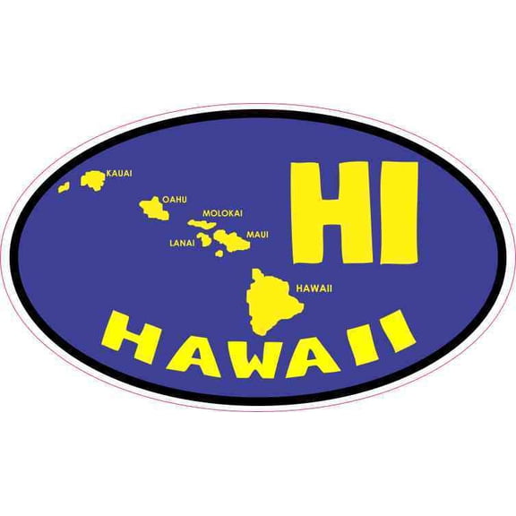 5in x 3in Oval HI Hawaii islands Sticker Car Bumper Decal Luggag