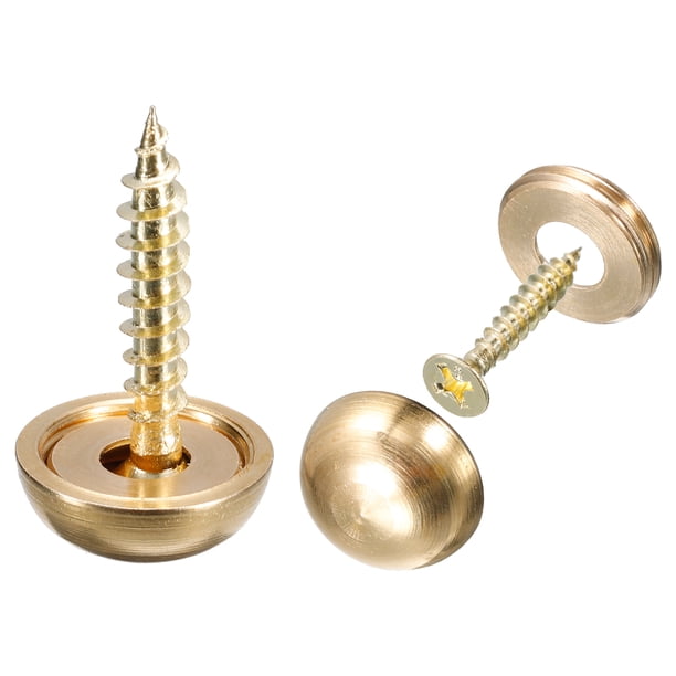 Uxcell 8Pack 15mm Tornillos Decorativos con Tapas Tornillos de Espejo para Espejos Mesas Dorado
