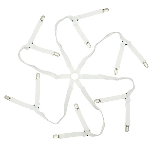 Bed Sheet Holder Straps 12 Clips Fasteners 6 Way Cross Adjustable