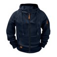 thumbnail image 6 of Havenx Full Zip Hoodies for Men Long Sleeve Drawstring Hoodies with Pockets Hooded Sweatshirts Gym Hiking Outdoor Fall Winter Athletic Outfits,Navy 2XL, 6 of 7