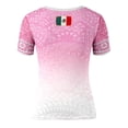 thumbnail image 4 of Trendfront Womens Mexico Letter Graphic Soccer V Neck Short Sleeve Geometric Print Country Pride Football Fan Match Day Athletic Style Top, 4 of 5