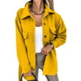 thumbnail image 1 of Veste Caban Femme Simple Boutonnage Col Rabattu Manteau avec Ceinture Tenue Décontractée, 1 of 3