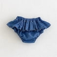 thumbnail image 4 of WAYUTE Shorts for Girls Elastic Waisted Solid Color Denim Ruffle Skort Summer Shorts with Layered Cake for Toddler Kids Play Casual Clothes,Sky Blue, 4 of 4