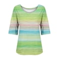 thumbnail image 6 of 3/4 Sleeve Tops For Women Soft Graphic Tees Womens Gradient Color Shirts Boho T Shirts For Women Cool T Shirts Half Sleeve V Neck Tops For Women Women's Novelty T-Shirts Work Tops, 6 of 6