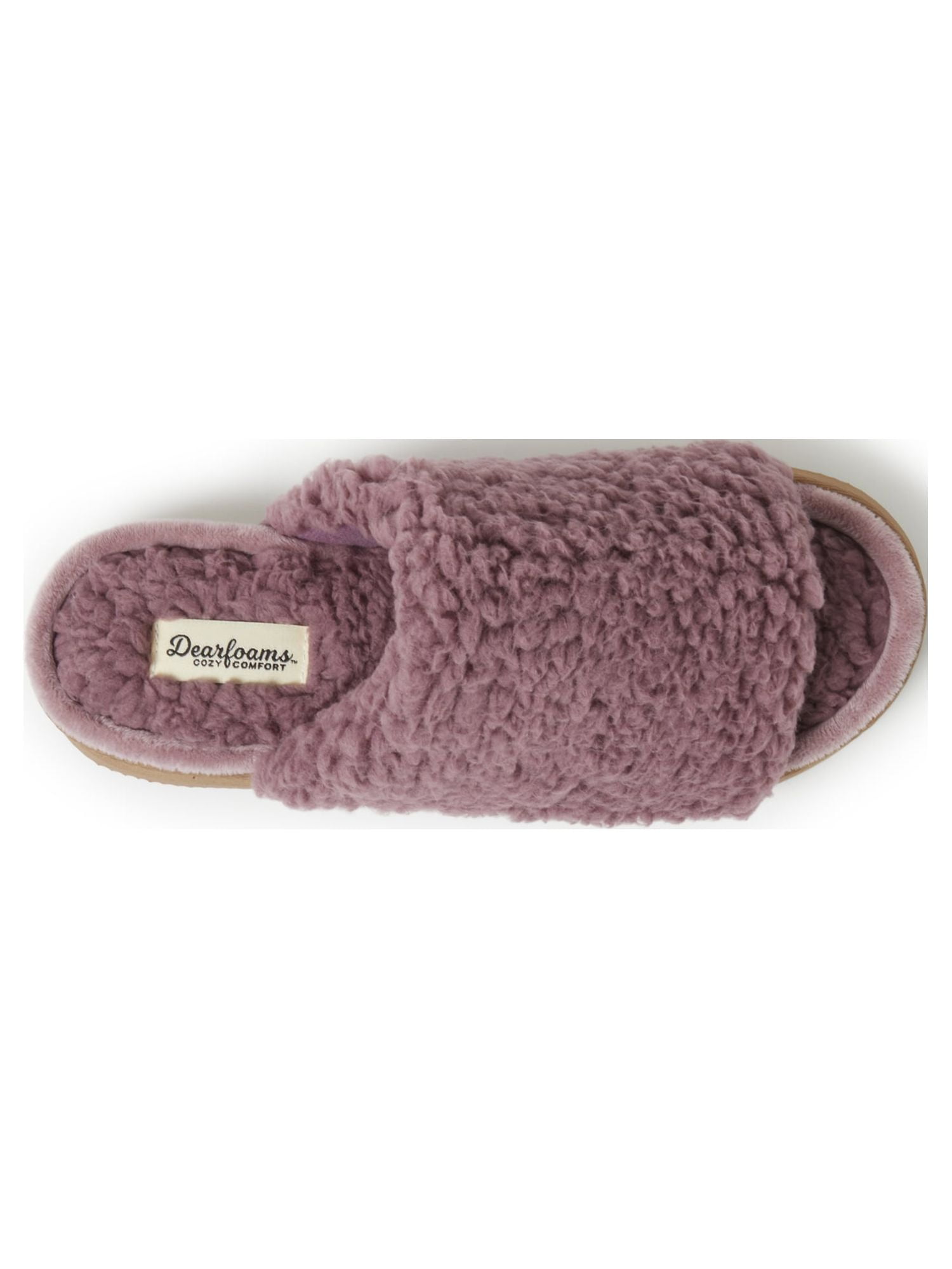 Dearfoams Cozy Comfort Women's Teddy Pile Open Toe Scuff Slippers