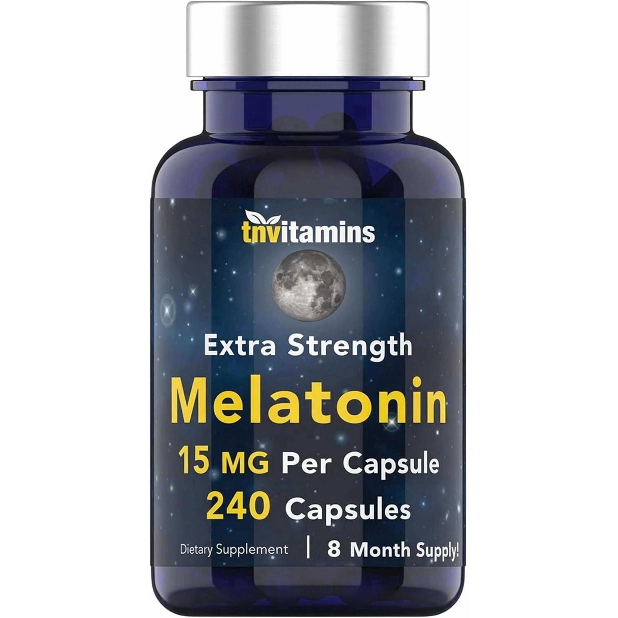 TNVitamins Melatonin Capsules 15 Mg Sleep Aid Pills Dietary Supplements Cycle Circadian Rhythm Adults Nighttime Routine Support, 240 Count
