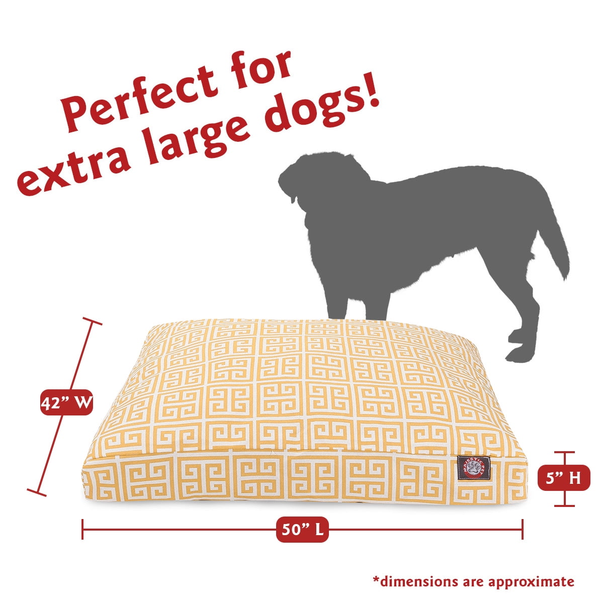 Majestic Pet | Towers Rectangle Pet Bed For Dogs, Removable Cover, Citrus, Extra Large