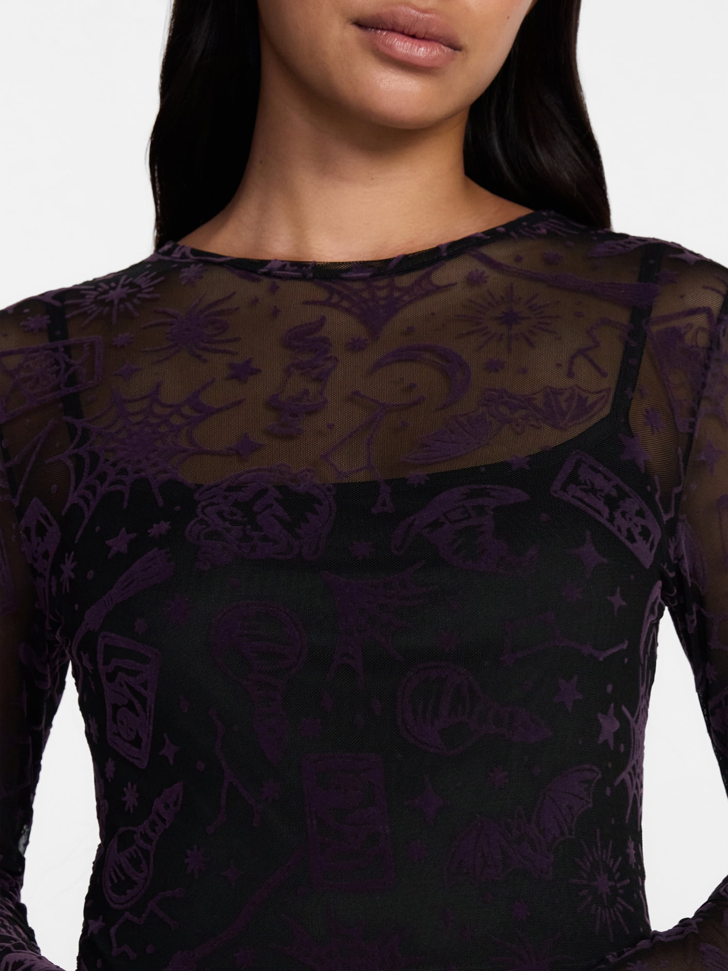 Halloween Women's Mesh Top with Cropped Cami, Sizes XXS-XXL