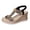 Black, variant on Vintage Metallic Glitter Platform Wedge Dressy Sandals for Women Bride Wedding Bohemian Beach Leather Chunky High Heels Slingback Dress Summer Shoes Black Size 9