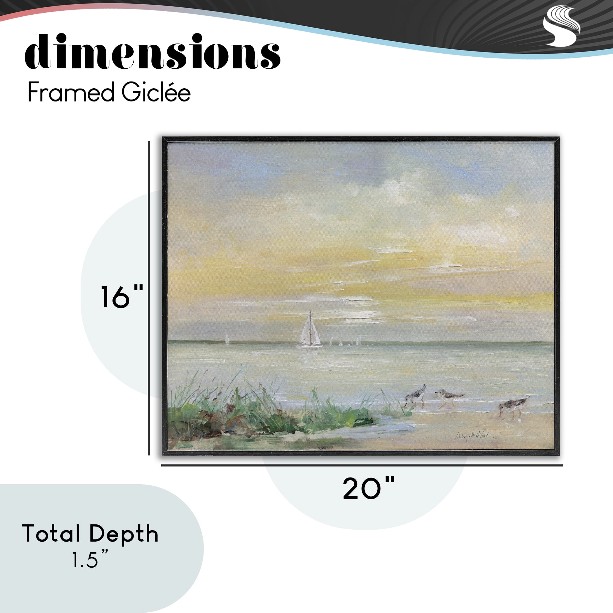Stupell Industries Sailboats & Sanderlings Shore Black Framed Giclee Art, design by Sally Swatland