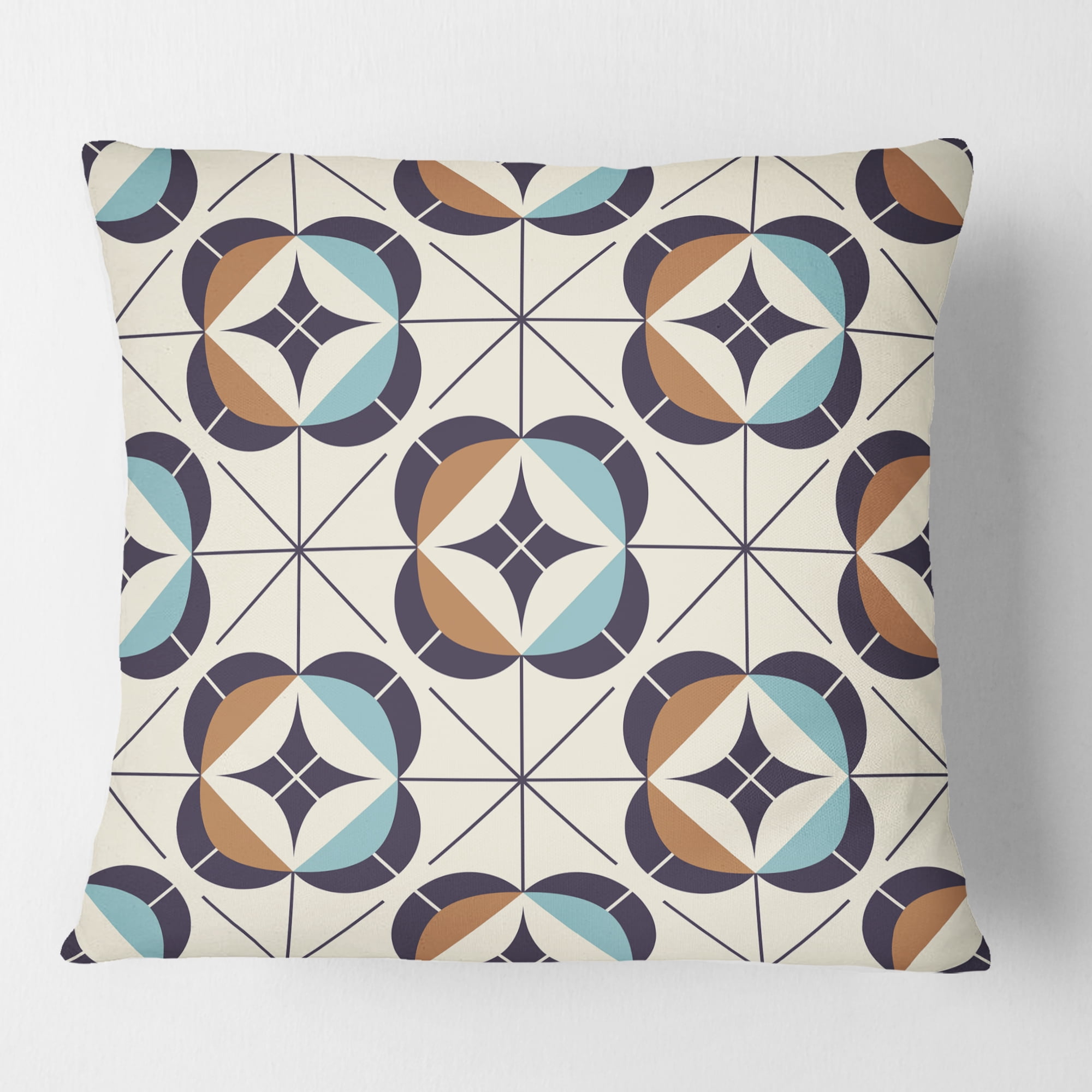 Designart Geometric Retro Design V' Mid-Century Modern Throw Pillow - 18x18